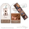 Options de personnalisation pour le faire-part ourson indien – étiquette et bande photo