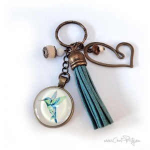 Bijou de sac colibri pompon personnalisable