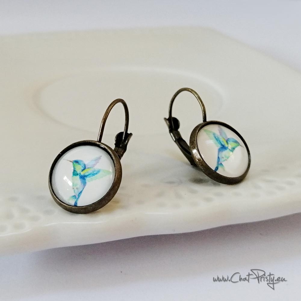 Boucles d'oreilles dormeuses colibri