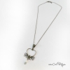 Collier femme romantique avec pendentif cœur bronze et perles naturelles