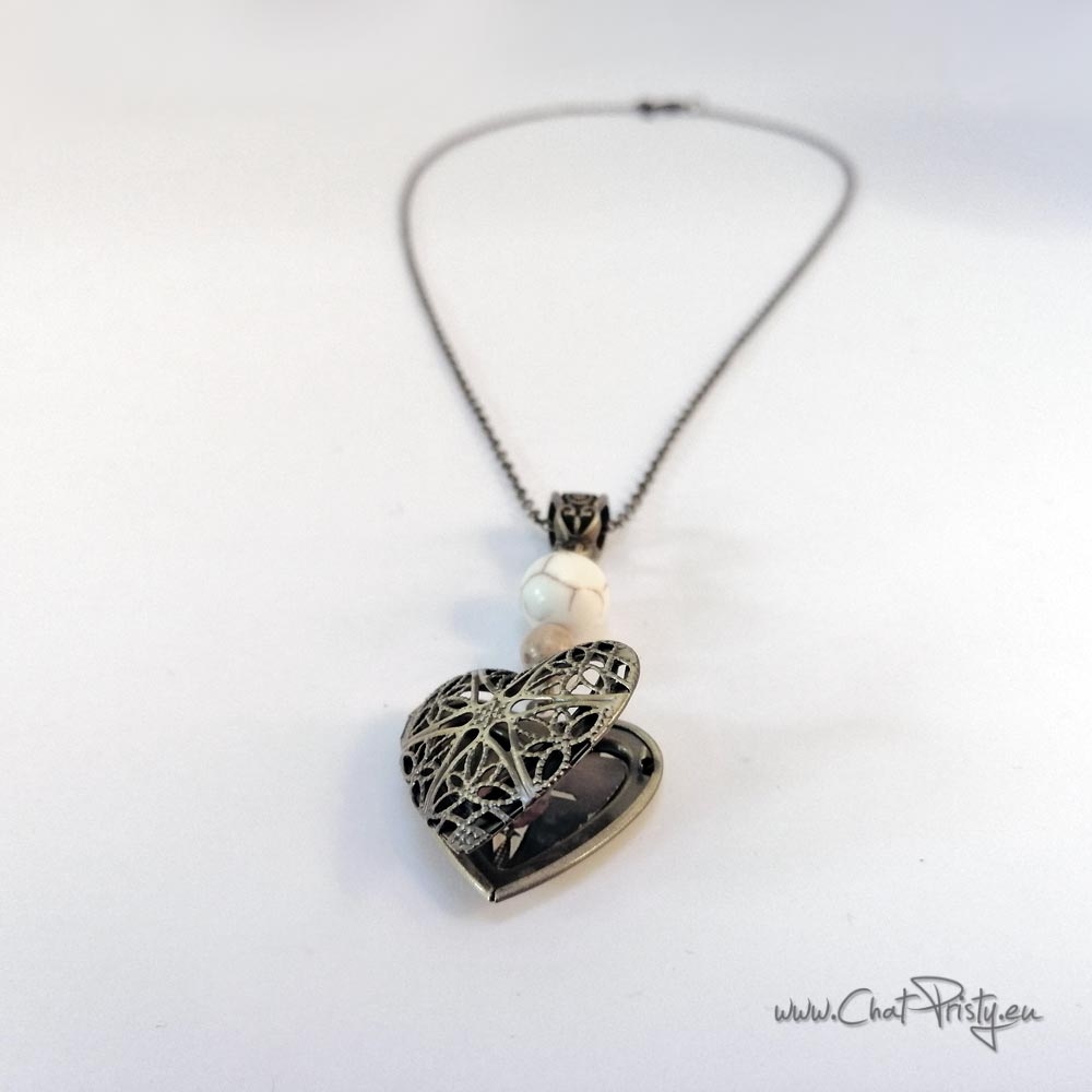 Collier cœur porte-photo vintage bronze pour femme