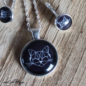 Collier chat origami personnalisable minimaliste