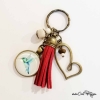 Porte-clé colibri pompon rouge