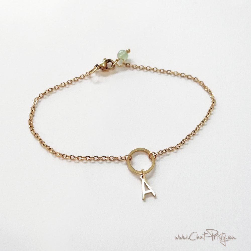 bracelet femme personnalisé initiales doré - bijou fin