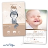 Faire-part baptême loup illustré à l’aquarelle – modèle beige pour garçon ou fille