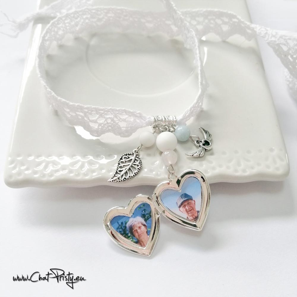 bijou hommage mariage avec perles nacrées et cœur argenté