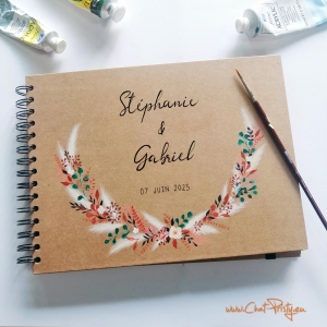 Livre d’or mariage terracotta personnalisé avec prénoms et date