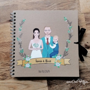 Livre d’or original avec illustration sur mesure parents et enfant