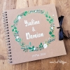 Livre d’or mariage couronne de feuilles vertes - illustration à l'acrylique