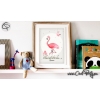 affiche flamant rose prénom Manon sur étagère avec livres enfant