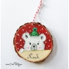 Rondin de Noël ourson en bois peint à la main – Décoration personnalisable