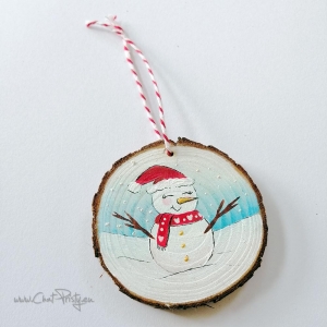 Déco original de sapin de Noël peinte - création originale artisanale