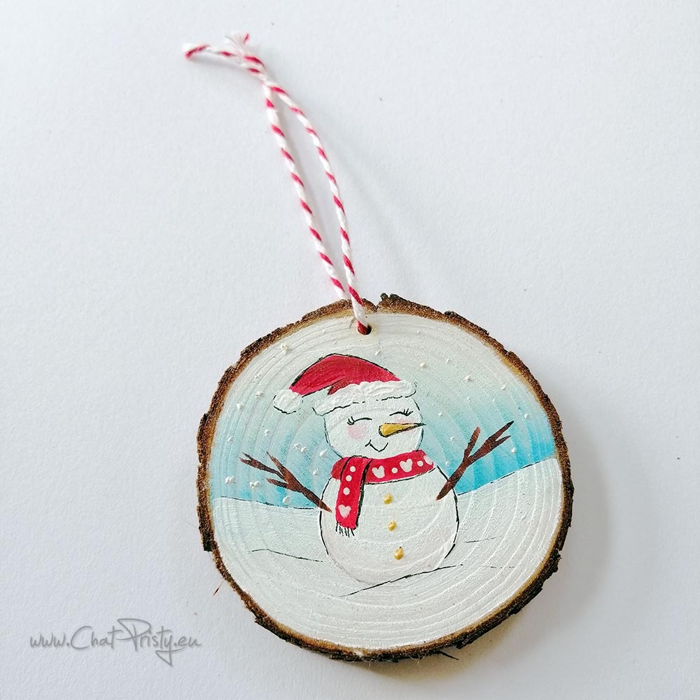 Déco original de sapin de Noël peinte - création originale artisanale