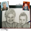 Portrait double grand-mère et petit-fils réalisé au crayon graphite, d’après deux photos distinctes, format A4