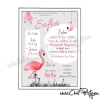 Affiche baptême fille flamant rose personnalisée – cadeau souvenir