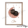 affiche chaton sur la lune personnalisée avec prénom du bébé