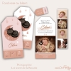 faire-part naissance fille chaton noir sur lune rose