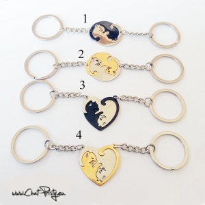 Lots de porte-clefs chat coeur cadeau personnalisé meilleure amie