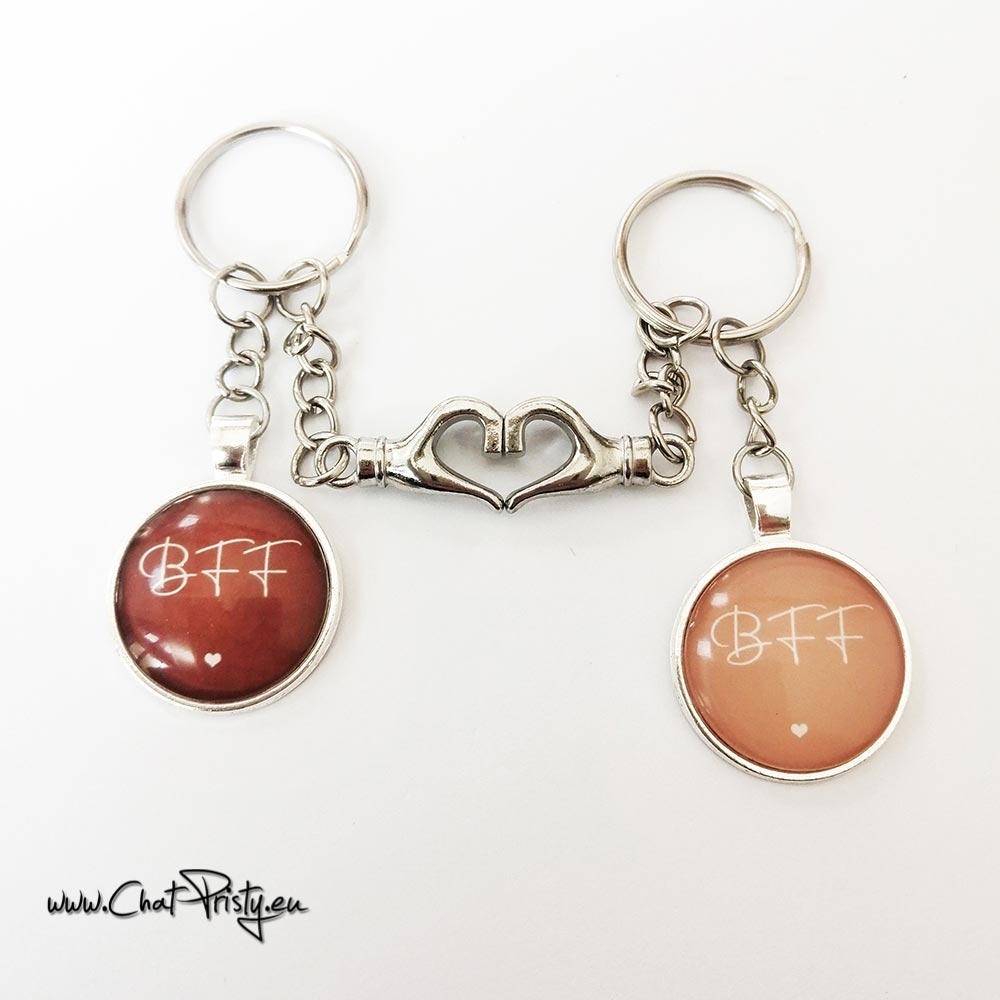 porte-clés BFF mains cœur aimantées duo personnalisé