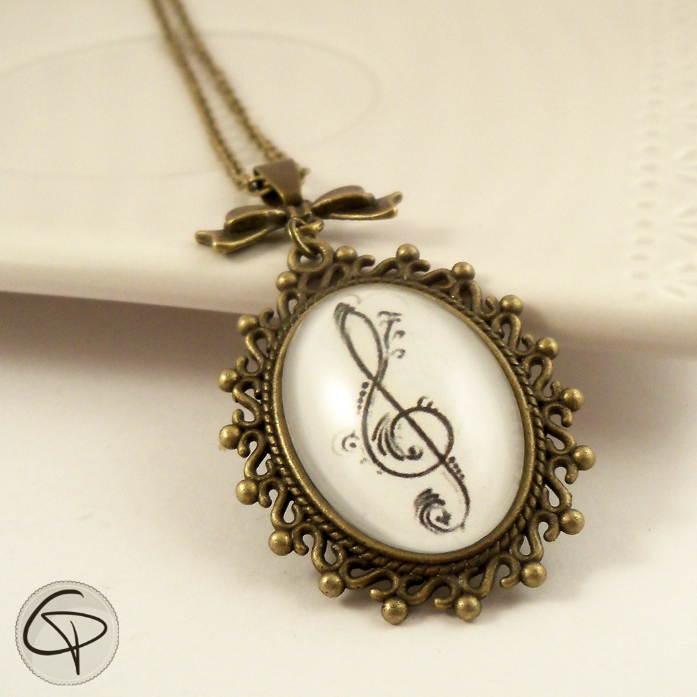 pendentif clef de sol bronze bijou original femme