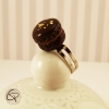 bague macaron chocolat feuilles d'or