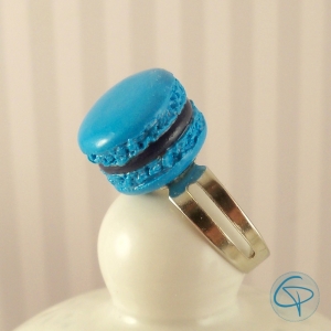 bague macaron bleu turquoise