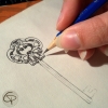 Illustration clef stylisée fait main crayon