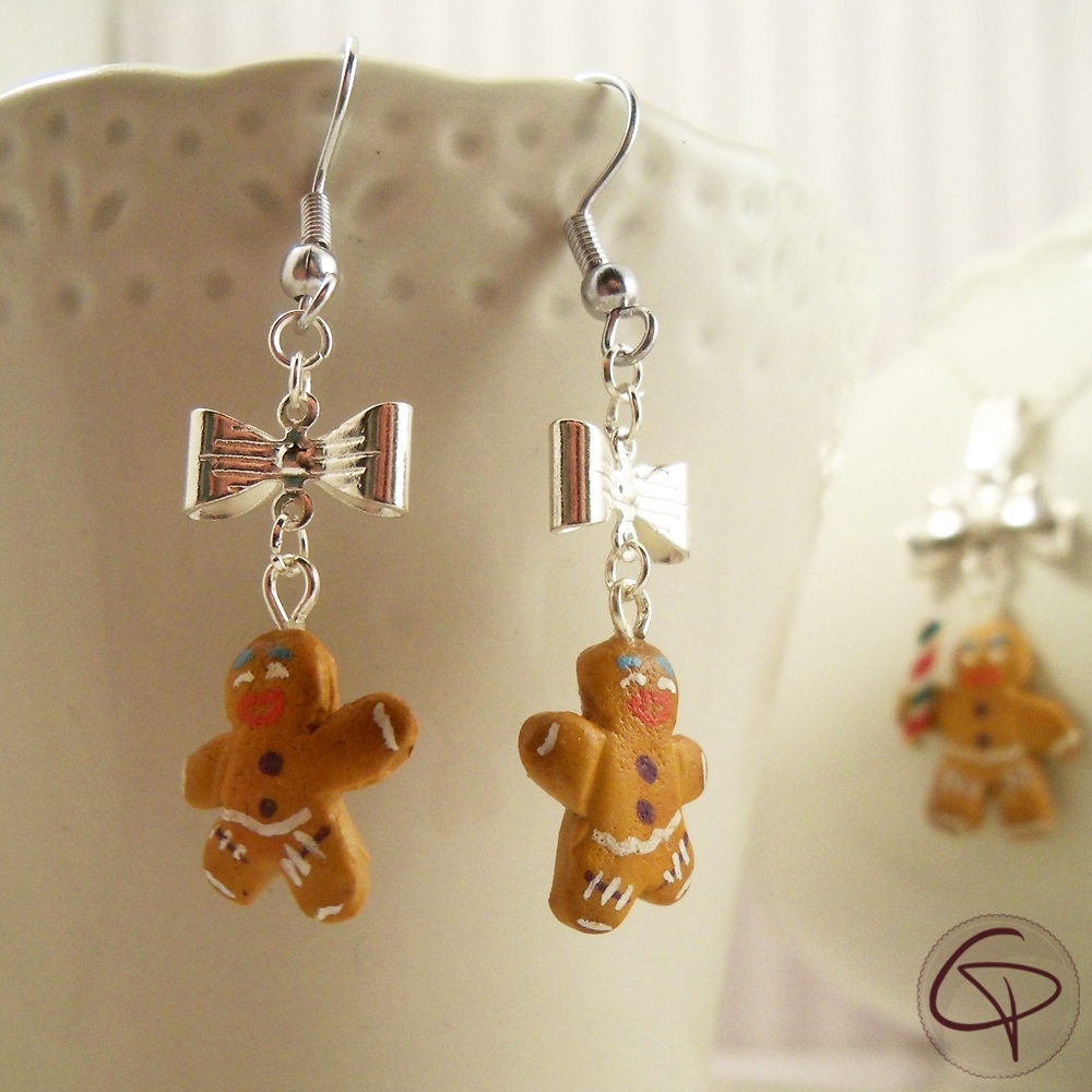 Boucles d'oreilles bonhomme en pain d'épices