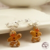 boucles d'oreilles argentées avec petit bonhomme gingerbread