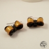 boucles d'oreilles romantiques pour femme noeud noir et doré