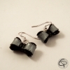 boucles d'oreilles pour femme noeud noir et argenté