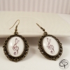 boucles d'oreilles bronze avec clef de sol bijou original pour mélomane