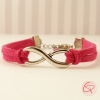 Bracelet infini cordons en suédine fuchsia