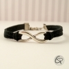 Bracelet infini avec ruban cuir noir bijou délicat pour femme