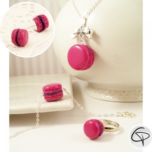 Bijoux petites filles macarons rose fuchsia