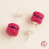 Puces d'oreilles Argent 925 macaron fuchsia