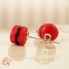 Bijoux ados puces Argent 925 macaron rouge