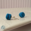 puces d'oreilles Argent 925 macarons bleus bijoux petite fille