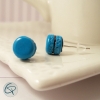 clous d'oreilles argentées macarons turquoise bijoux enfant fille