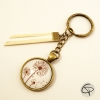 Porte-clef pissenlit médaillon verre porte-clé vintage suédine blanche beige