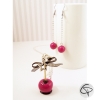 Sautoir pomme d'amour fuchsia avec nœud ruban noir chaîne argentée