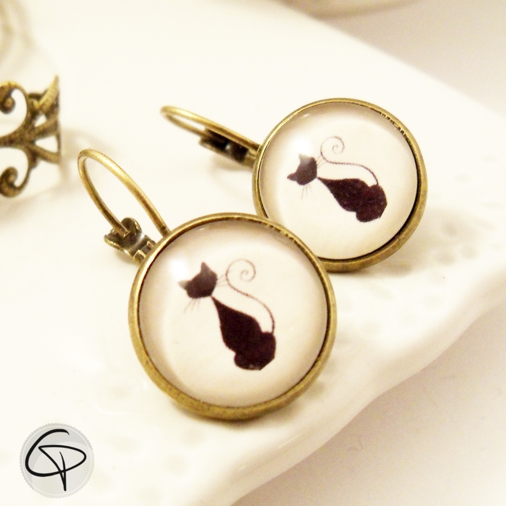 Inateannal Boucles D'oreilles Chat Gothique Boucles D'oreilles Chat Noir  Boucles D'oreilles Animaux Cartoon Mignon Bijoux Punk Chat Pour Femmes Et