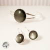 boucles d'oreilles fête médaillon gris anthracite