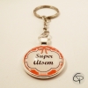 Porte-clé médaillon en verre inscription super atsem