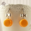 boucles d'oreilles Argent 925 pâtisserie macaron orange avec noeud