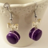 boucles d'oreilles avec des macarons violets réalisés manuellement 