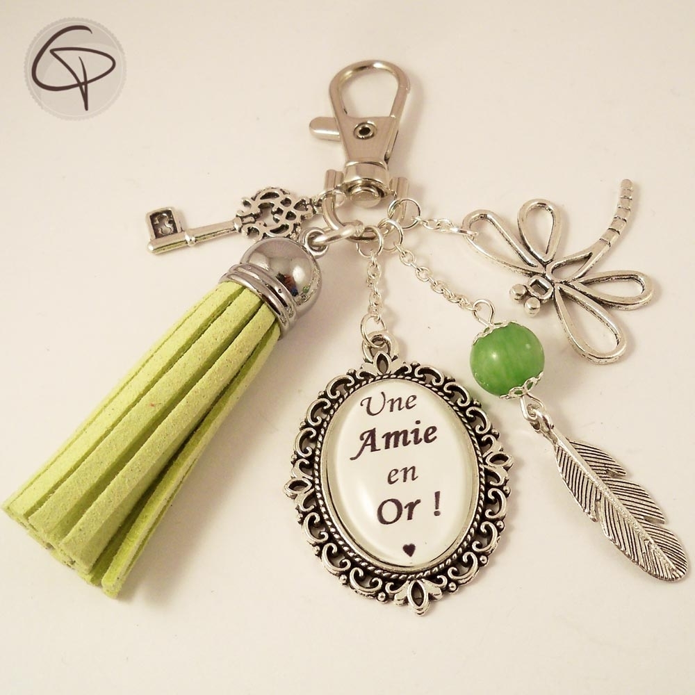 Bijou de sac pompon vert