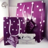 Grand paquet cadeau violet à points blancs