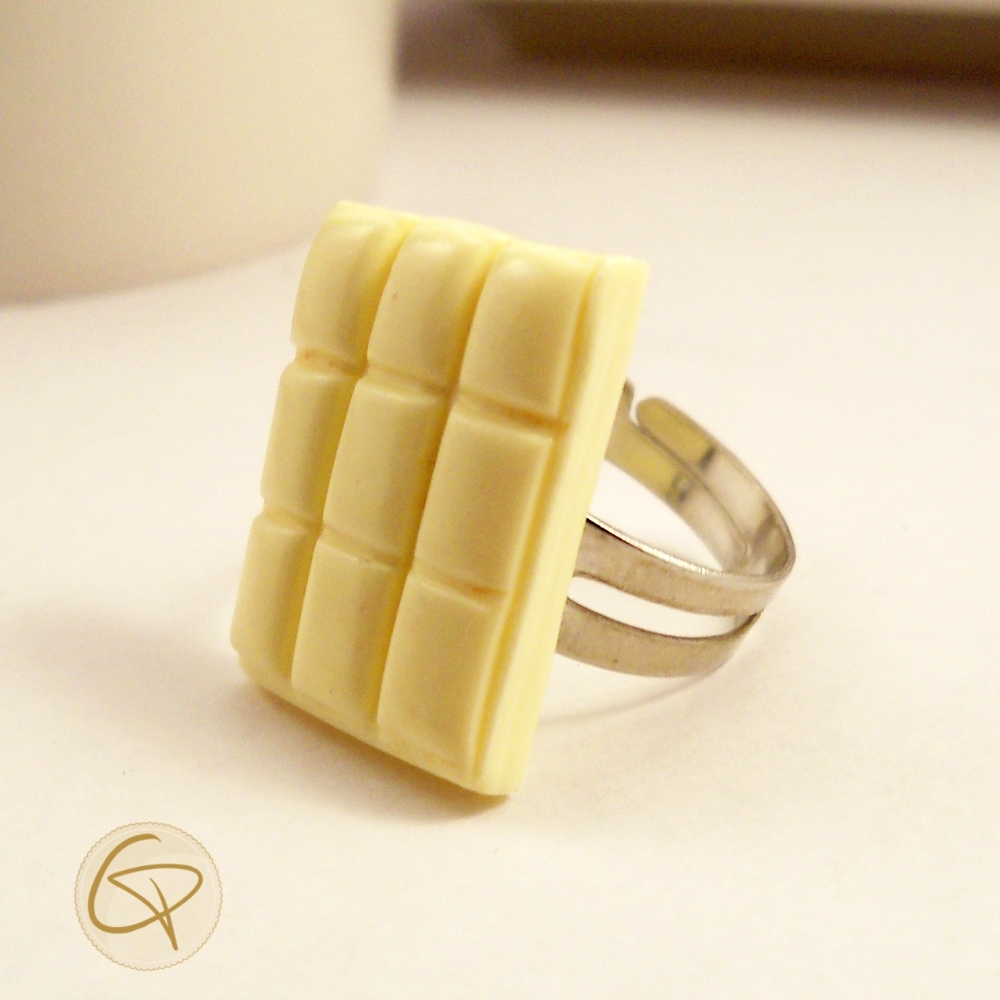 bague tablette de chocolat blanc bijou gourmand