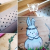 Boîte en bois avec illustration lapin romantique de créateur personnalisable